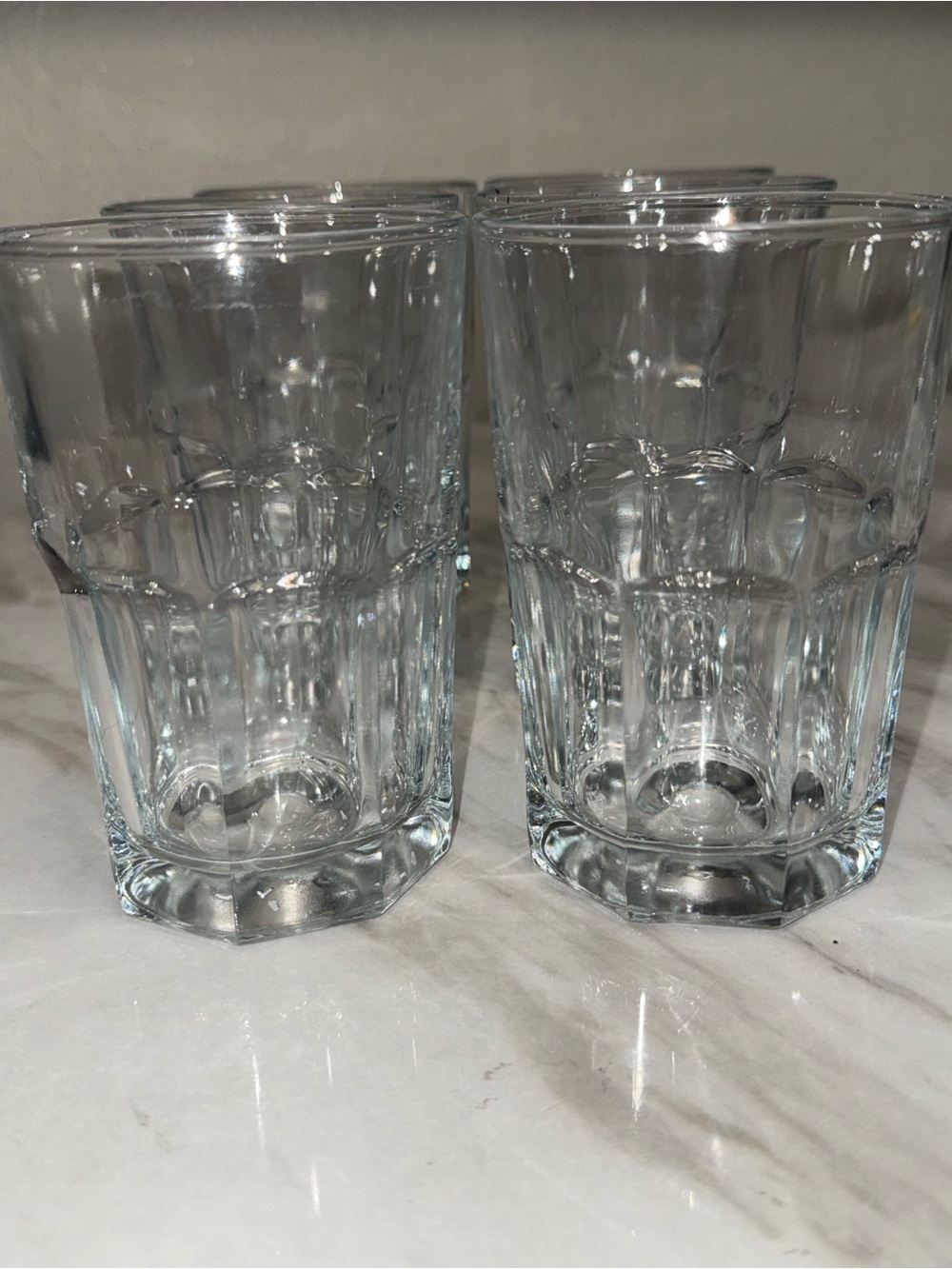 Clear panel Faceted Octagonal Tumblers Set of 6 Stackable 12 oz 5 in